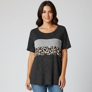 Entro Charcoal Leopard Print Tee